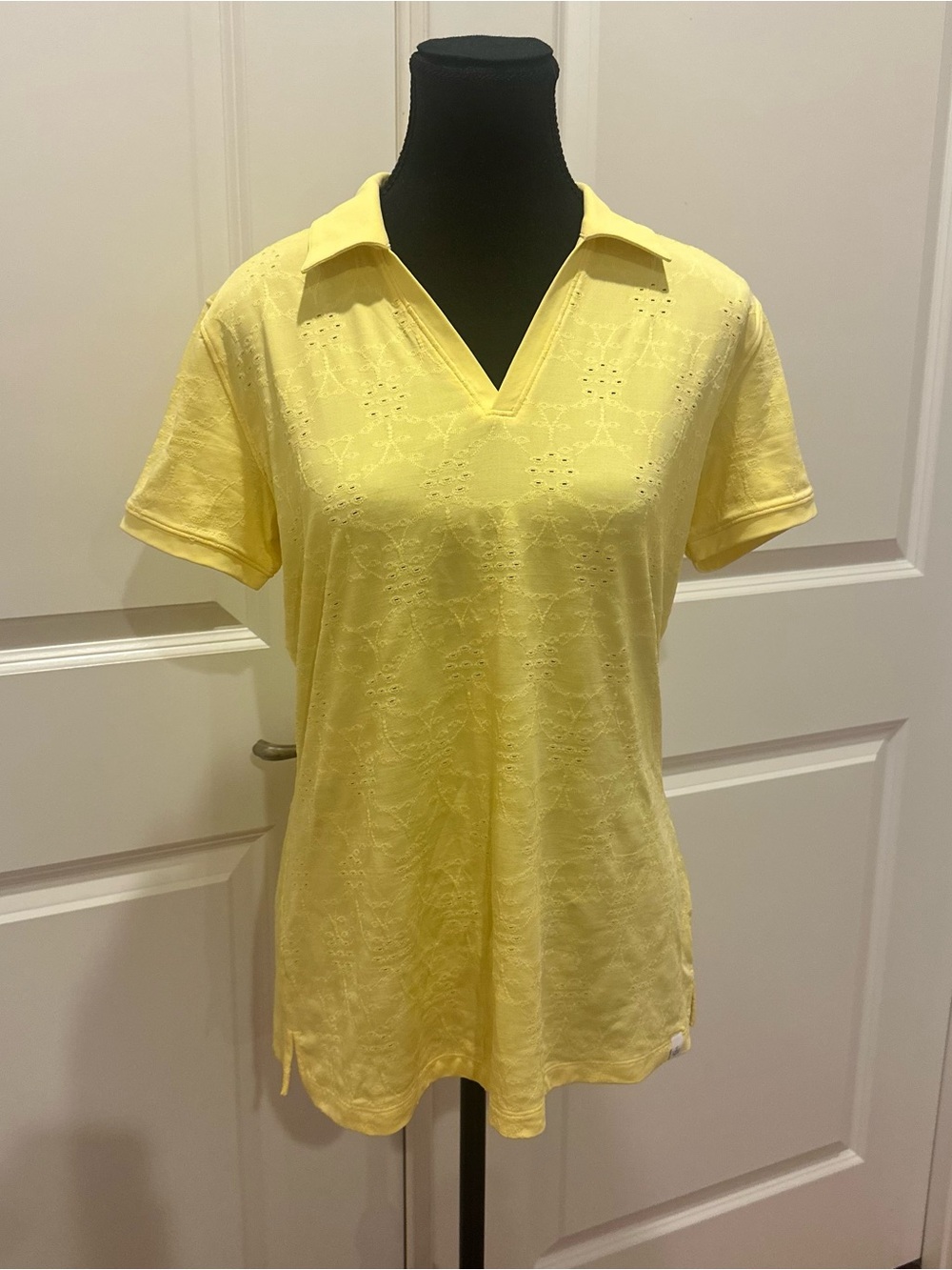 Lady Hagen Yellow Short Sleeve Collared Polo Top